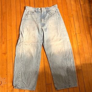 Mother Full Pipe Flood Light Blue High-Waisted Jeans